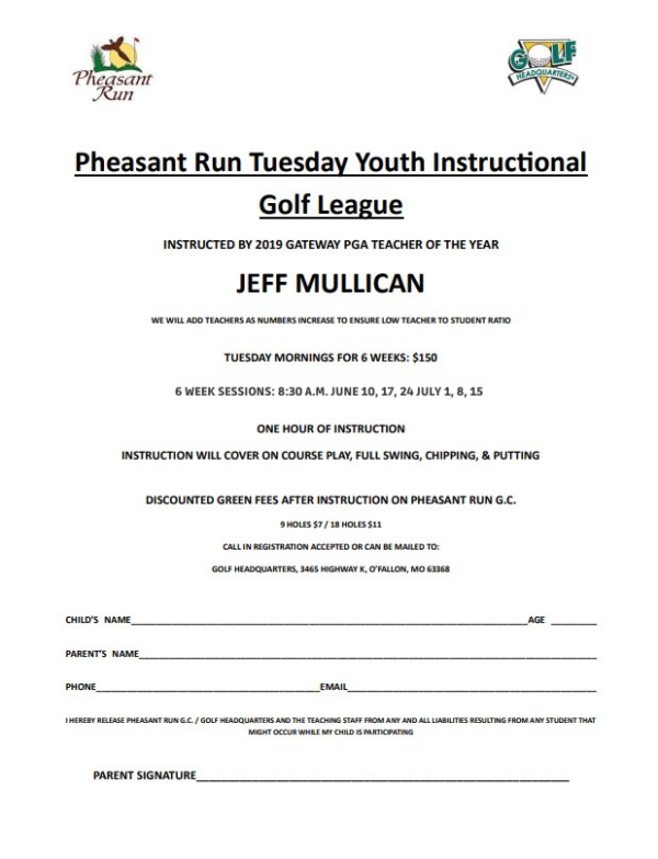 Pheasant Run Tuesday Youth Instructional Golf League