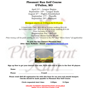 Wednesday Night Men’s 9 Hole Golf League